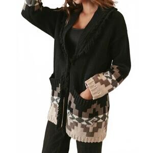 NEW 27 MILES MALIBU southwestern cardigan in black combo